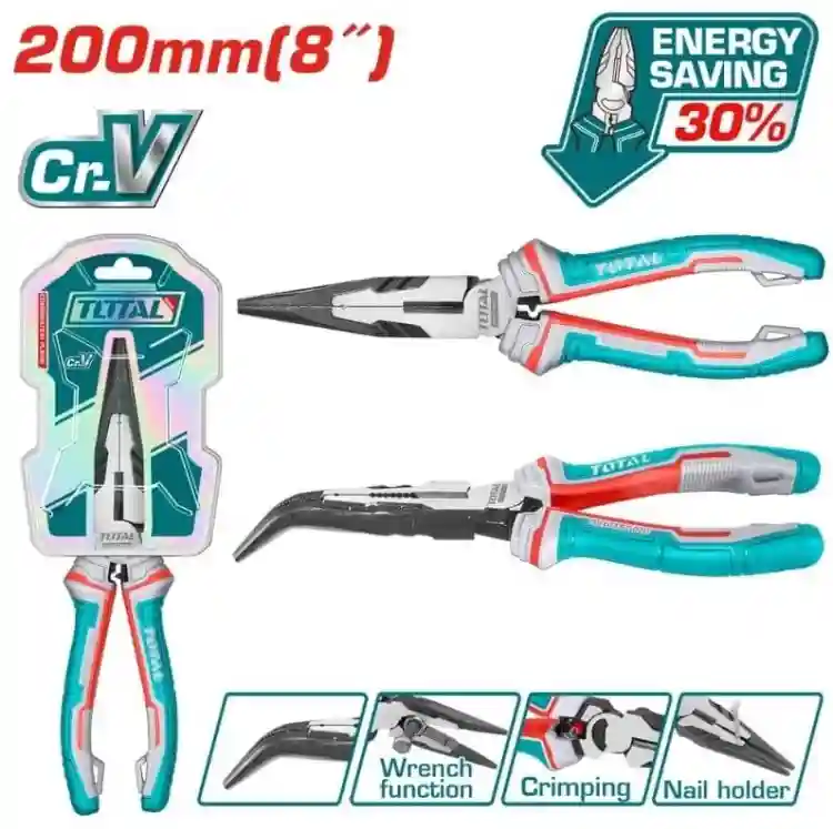 THT24816S - "ТОТАL" Длинногубцы
PRO 200мм Cr-V.
