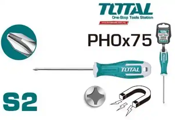 THT26PH0075 - "ТОТАL" Отвёртка
INDUSTRIAL PH0, 75мм.